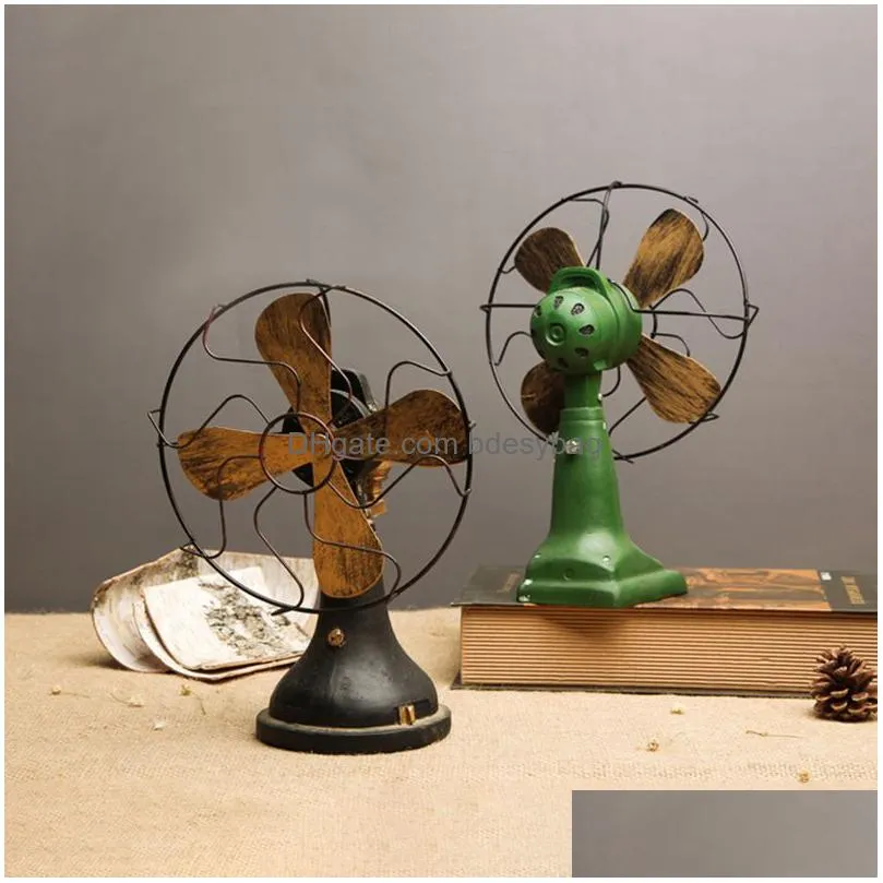 retro nostalgic fan ornaments home decoration accessories vintage fan miniature europe style figurines home decor gifts ornament