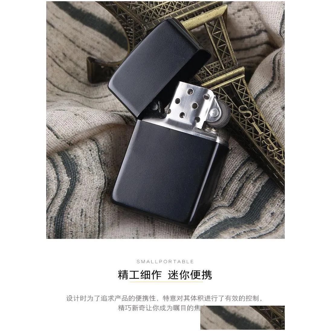  arrival fire retro lighter metal black frosted windproof torch metal cigarette lighter smoking fuel lighters cigarette case