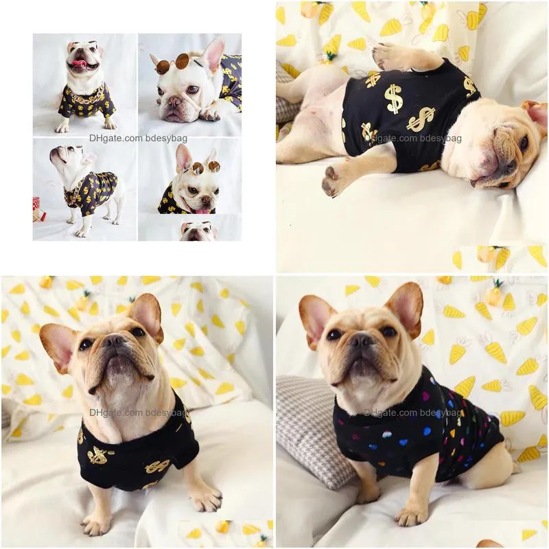 pet clothes dog summer clothes dollar t shirt coat french bulldog vest small dogs cats clothing drop pet products t200710