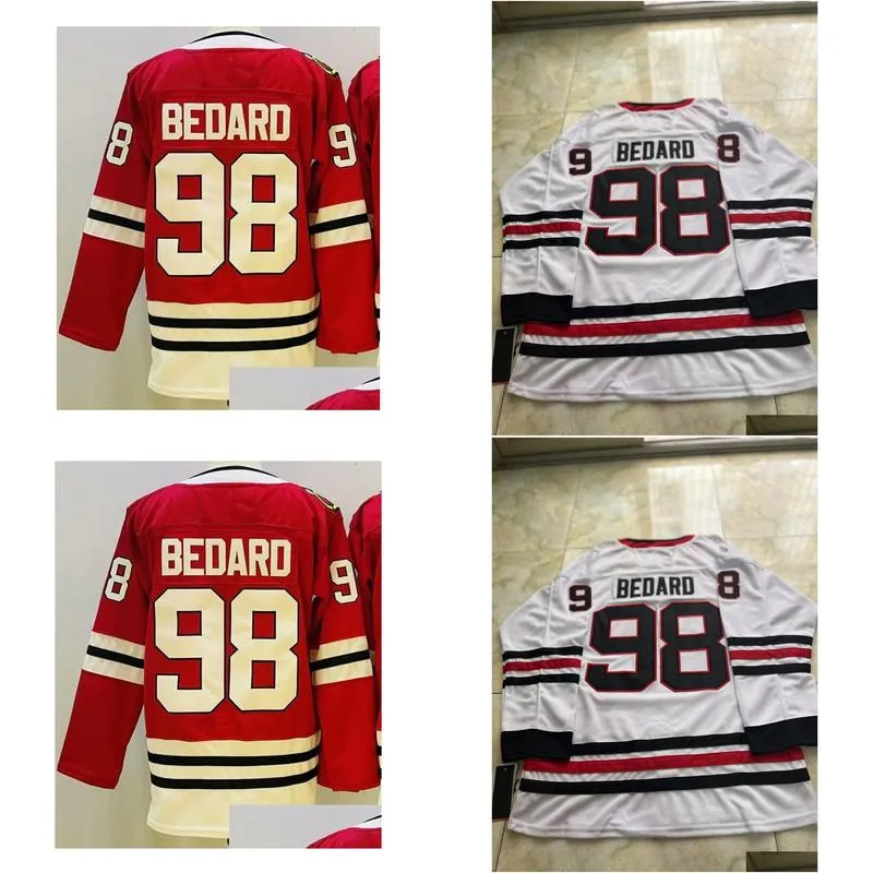 hockey jerseys conner bedard 98 red white color s-xxxl stitched men jersey
