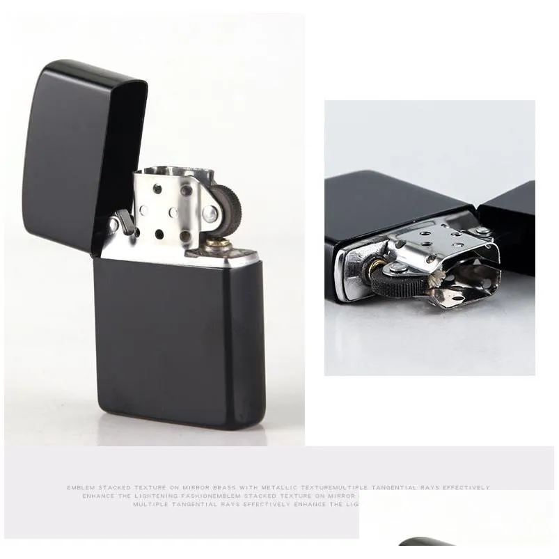  arrival fire retro lighter metal black frosted windproof torch metal cigarette lighter smoking fuel lighters cigarette case