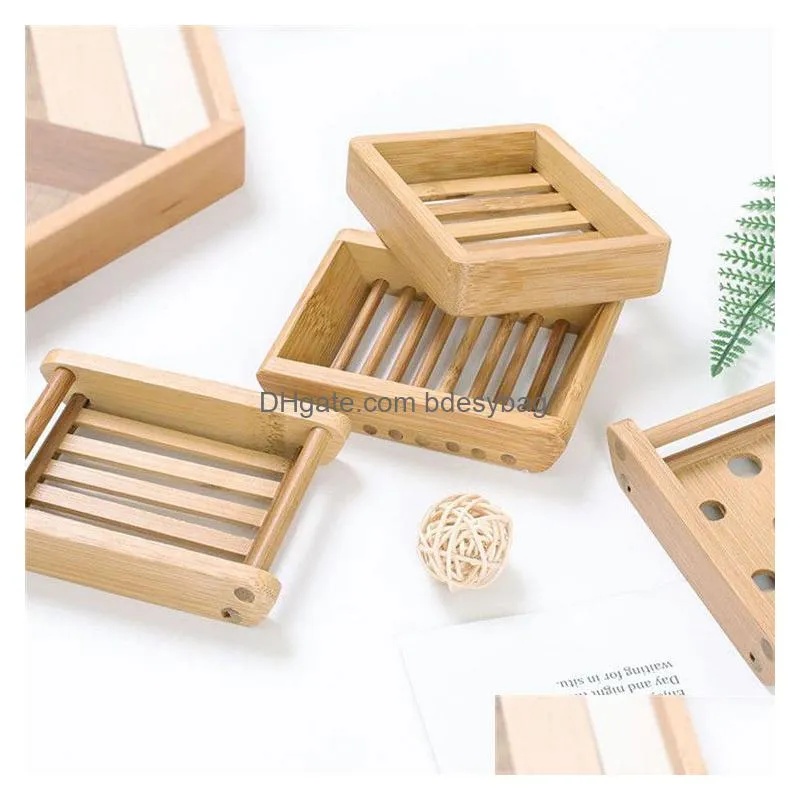  soap dish holder wooden natural bamboo soap dish simple bamboo soap holder rack plate tray round square case