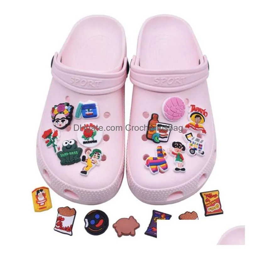 Pvc Croc Charms cartoon Animal Shoe Accessories Decorations Charms Buckle for Clog Buttons Soft Rubber