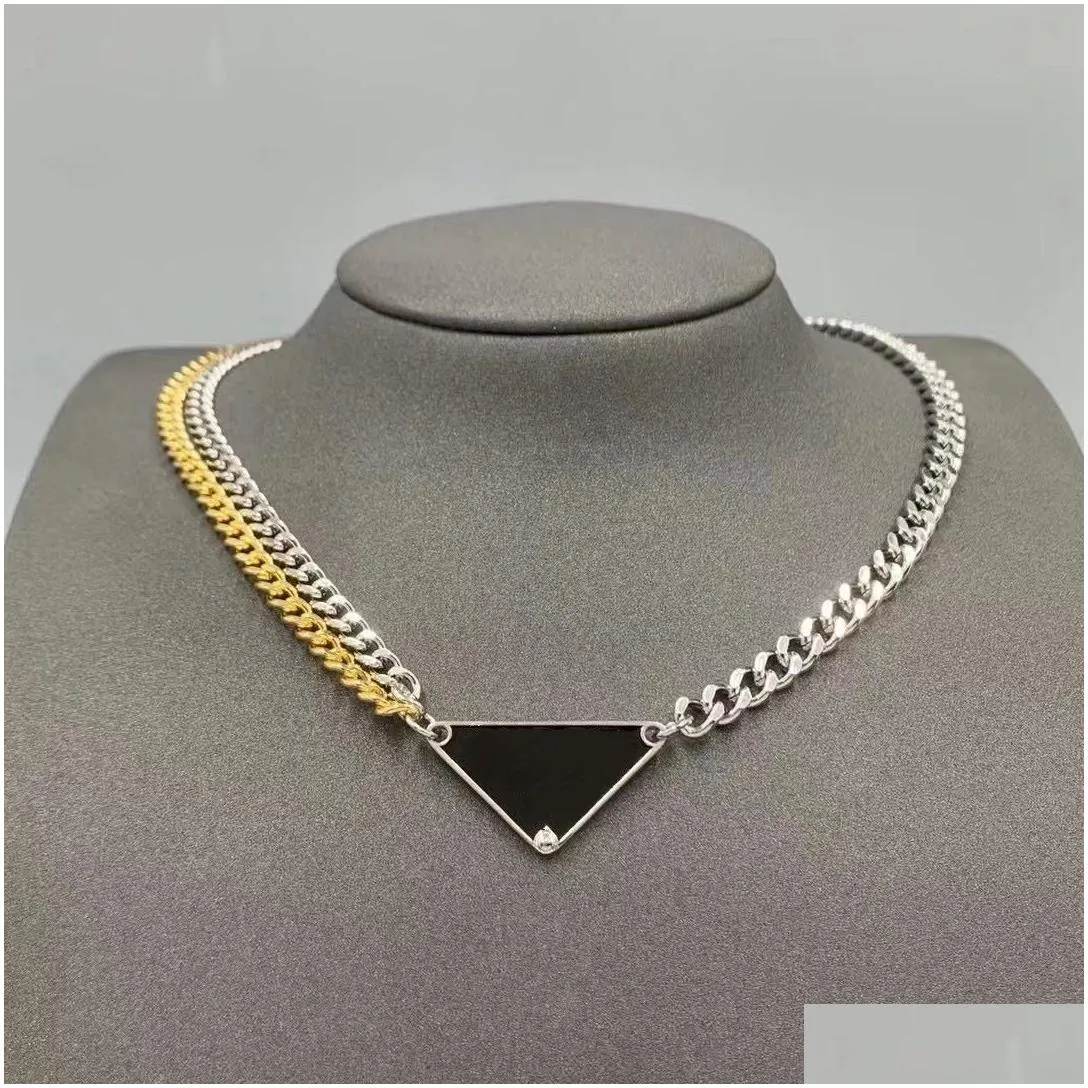 classics designer necklace women men chains luxury jewelry black white p triangle pendant party hip hop punk names statement gold mens necklaces designer