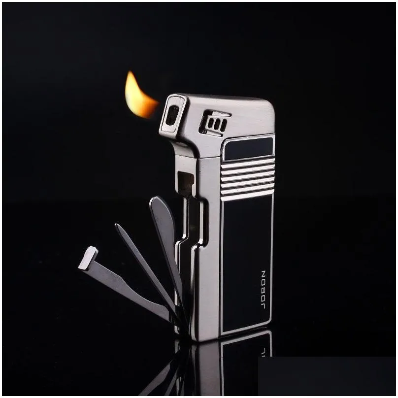 Lighters Jobon Oblique Pipe Cigar Gas Lighter Refill Mtifunctional