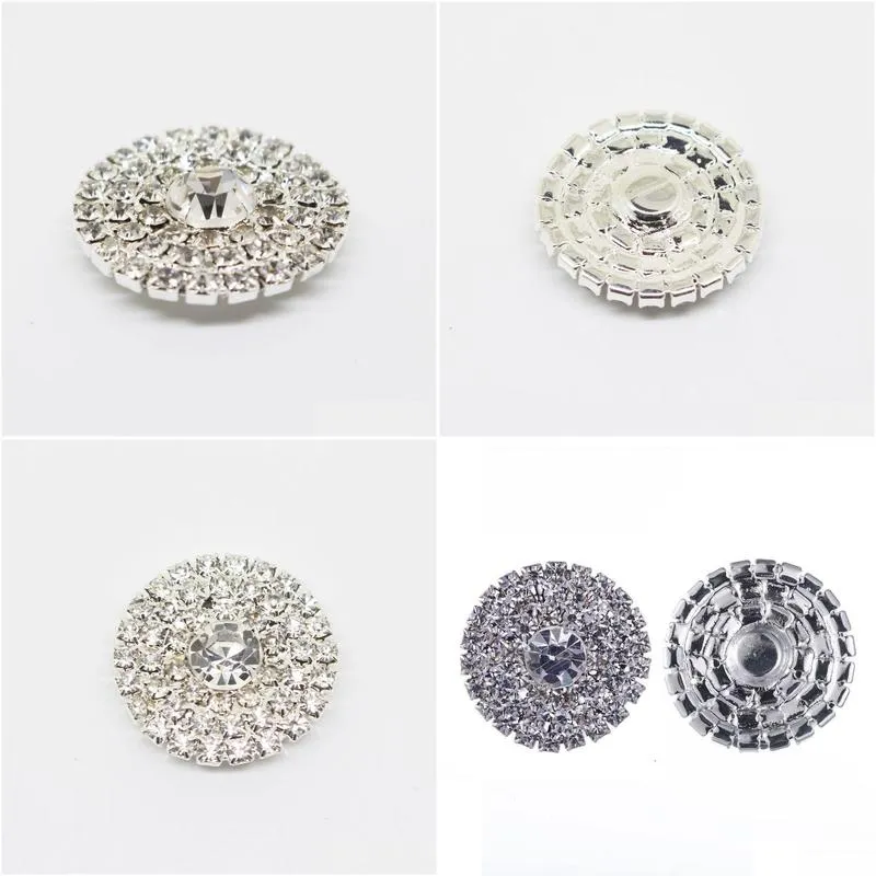 50pcs 25mm round rhinestone silver button flatback decoration crystal buckles for baby hair accessories