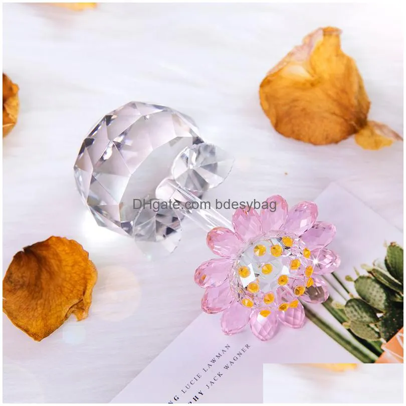 h d crystal flower dreams sunflower figurine window sun catcher glass ornament paperweight home wedding decor collection gift t200709