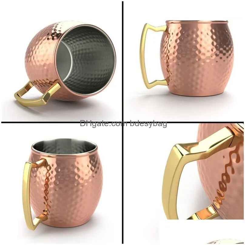 mugs 12pcs 550ml moscow mule copper metal mug cup stainless steel beer wine coffee bar tools 230327