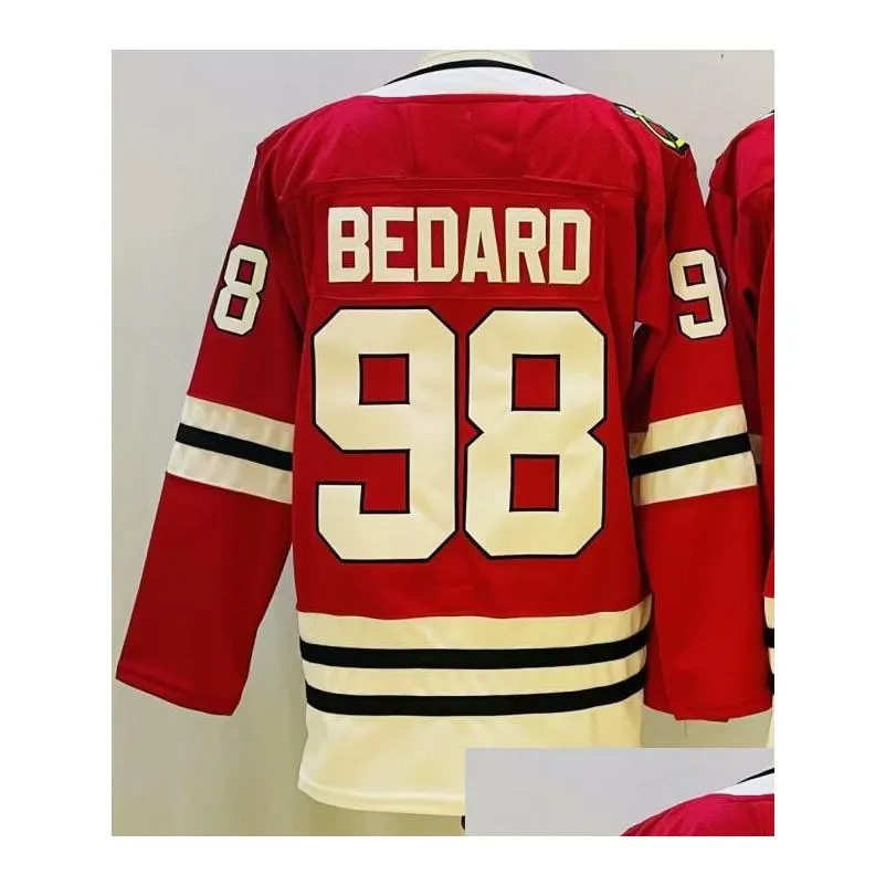hockey jerseys conner bedard 98 red white color s-xxxl stitched men jersey