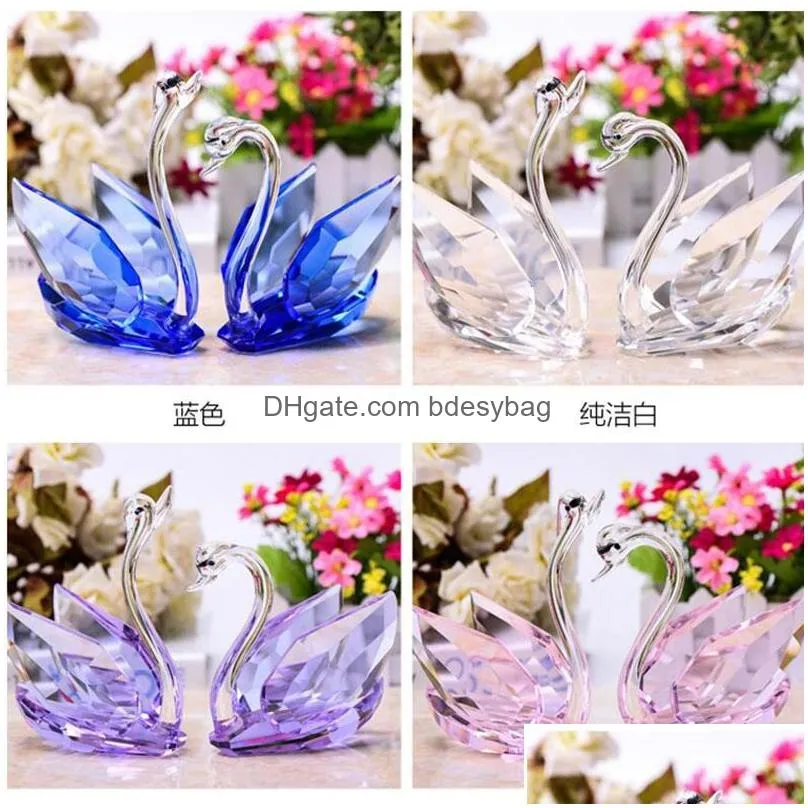 2pcs crystal ns ornaments glass figurines paperweight crafts fengshui home decoration wedding valentines day gifts souvenir