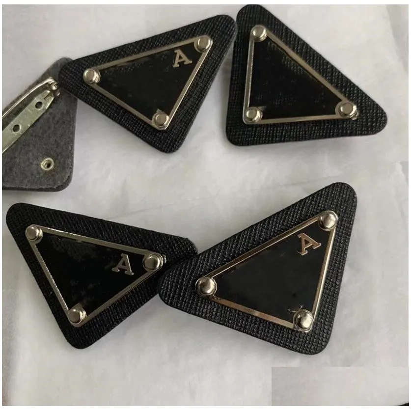 2021 japanese and korean triangle letter brooch fashion clothes hat temperament accessories hair tie women high quality fast delivery