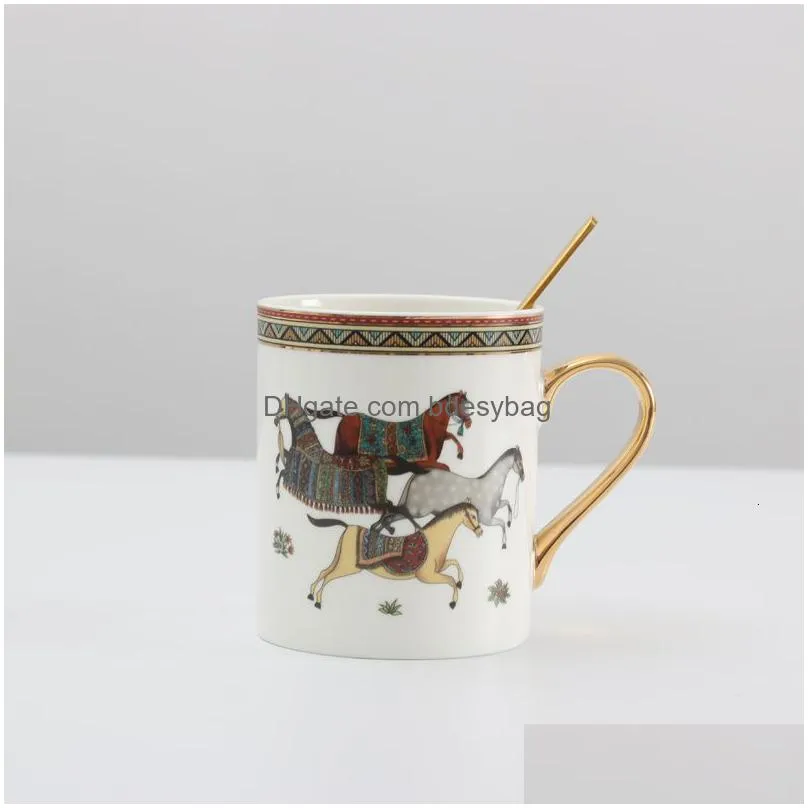 mugs porcelain mug cafe tea milk cups bone china coffee drinkware water with golden spoon birthday gift arrival 230327