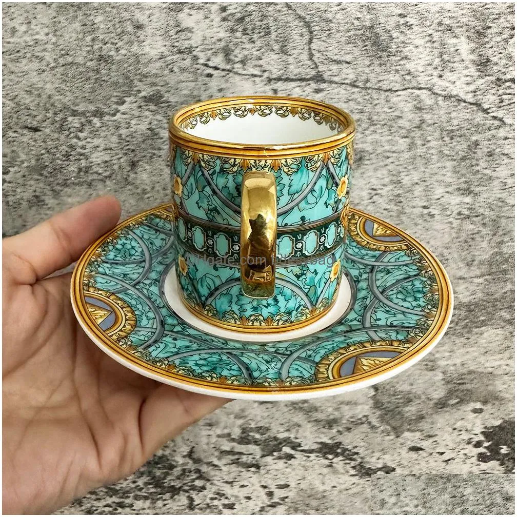 mugs gold 6 pcs top grade bone porcelain coffee cups vintage ceramic on glazed advanced tea and saucers sets luxury gifts 230327