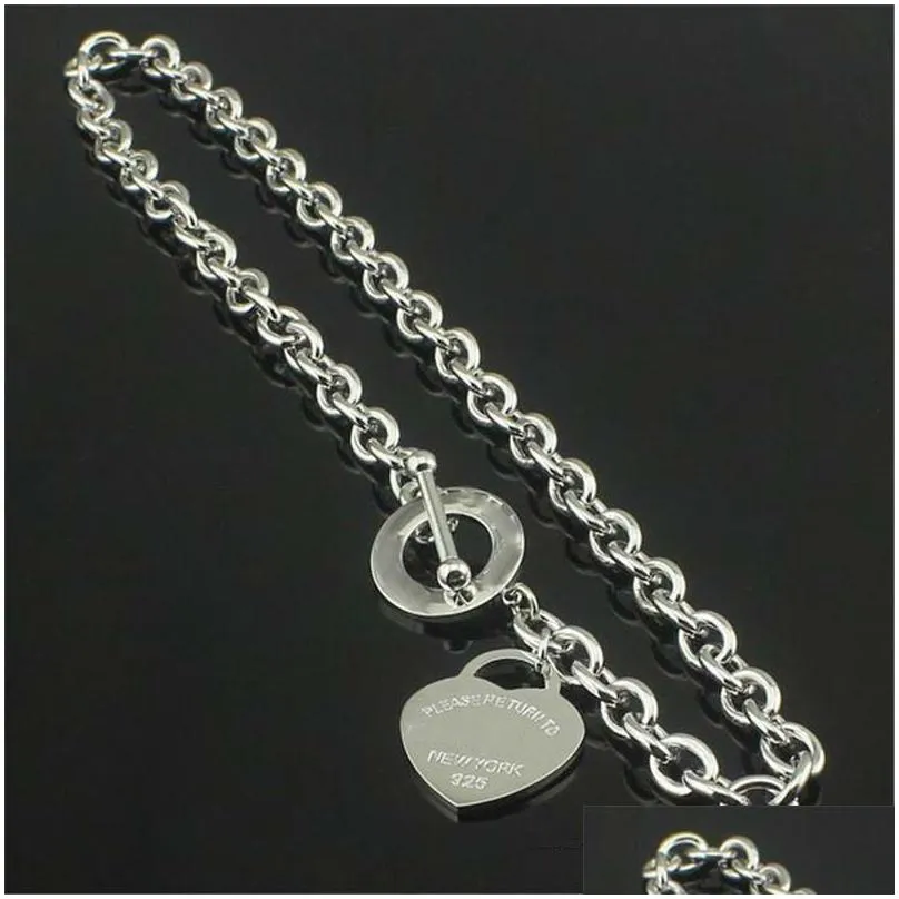 christmas gift 925 silver love necklaceaddbracelet set wedding statement jewelry heart pendant necklaces bangle sets 2 in 1