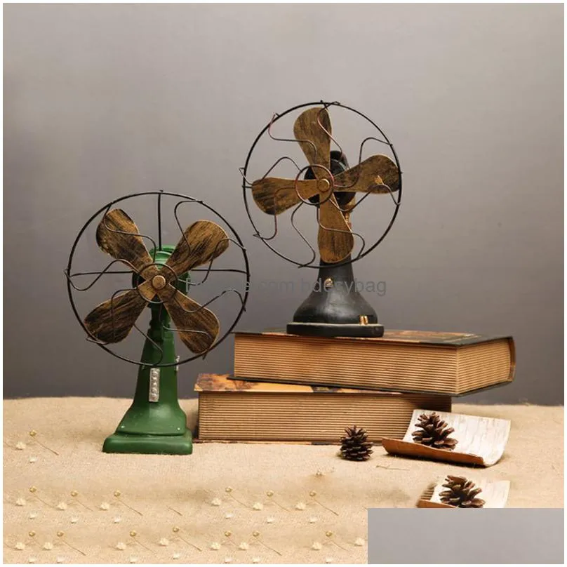 retro nostalgic fan ornaments home decoration accessories vintage fan miniature europe style figurines home decor gifts ornament