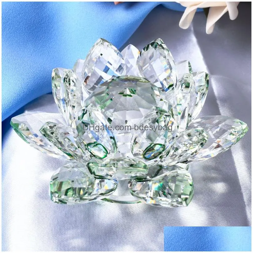various colors 85mm crystal lotus crafts glass flower miniatures paperweight table ornaments gift home decoration accessories lj200903