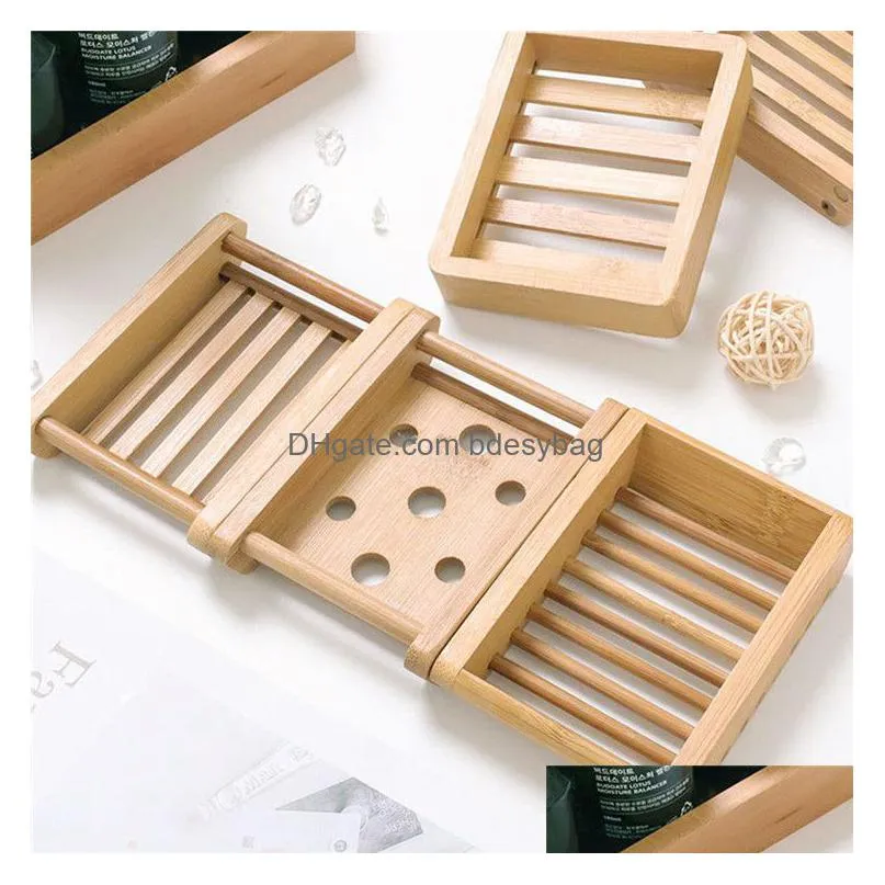  soap dish holder wooden natural bamboo soap dish simple bamboo soap holder rack plate tray round square case