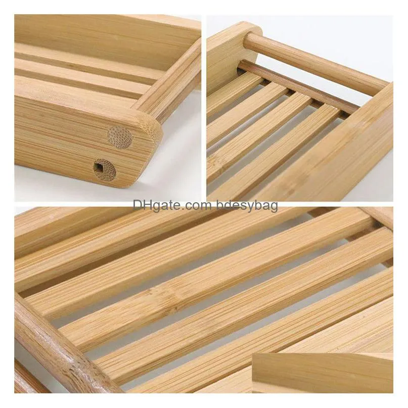  soap dish holder wooden natural bamboo soap dish simple bamboo soap holder rack plate tray round square case