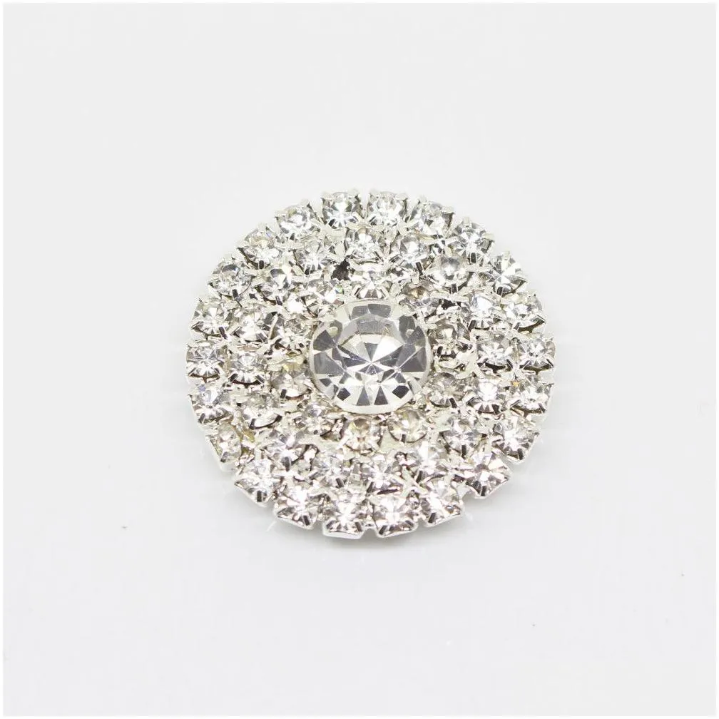 50pcs 25mm round rhinestone silver button flatback decoration crystal buckles for baby hair accessories