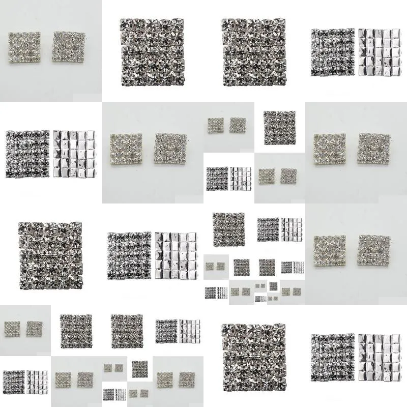 50pcs 16x16mm Square Rhinestone Embellishment Buttons FlatBack DIY Crystal Buckles Factory Price