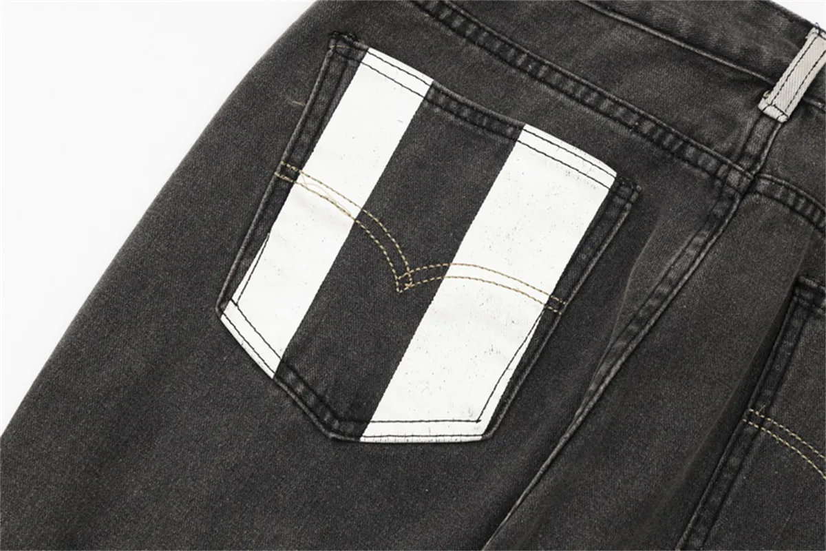 23SS Top Craft mens jeans designer Retro Fashion High Street Broken Holes Jeans oil paint splash ink pants