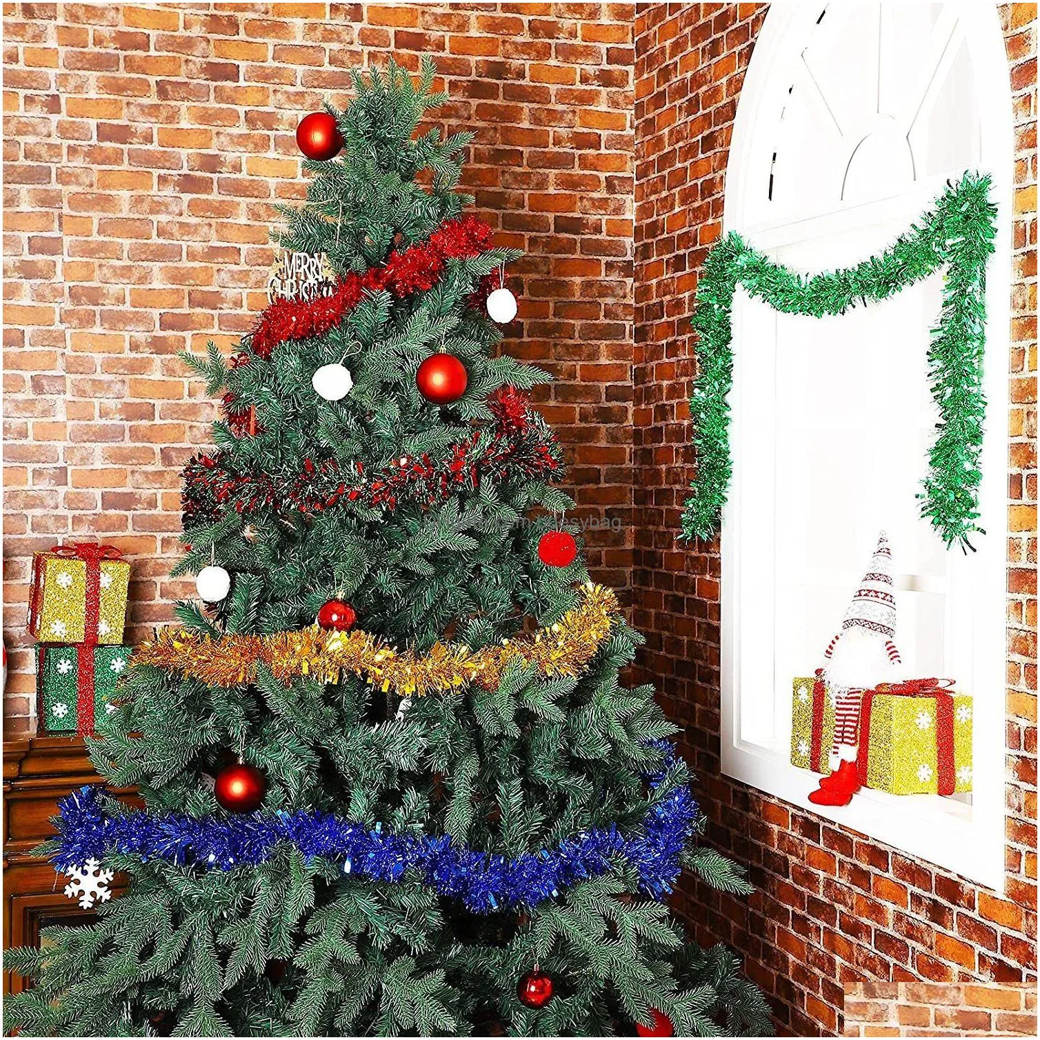 banner flags colorful garland christmas tree wire tinsel hanging rattan party supply wedding festival birthday accessories decorations1pc