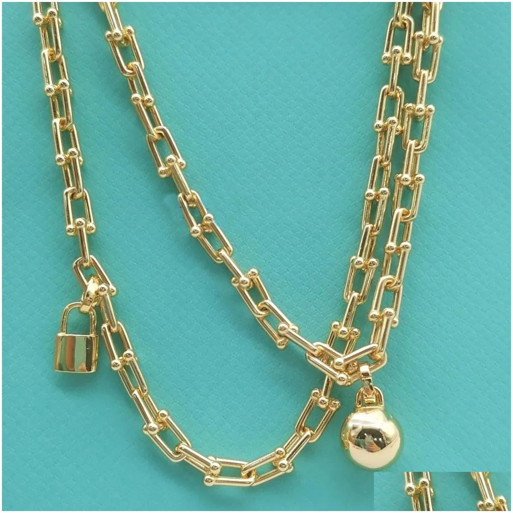 luxury fashion hardwear jewelry necklace designer a horseshoe pendants series necklaces rose gold platinum long chain diamonds adult jewellery for