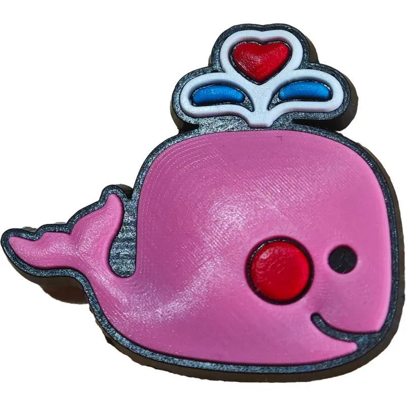 pink whale themed shoe decorations charms for croc - perfect for alligator jibtz bubble slipper sandals