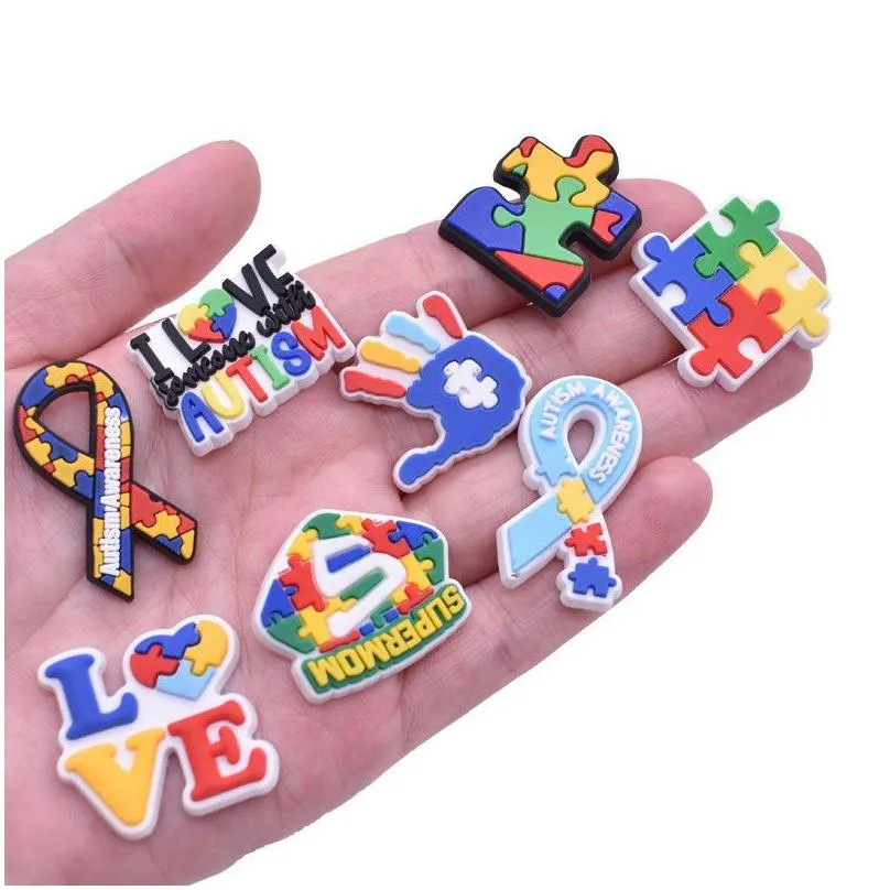 wholesale autism awareness clog charms clog shoes and wristband bracelet decoration party gifts