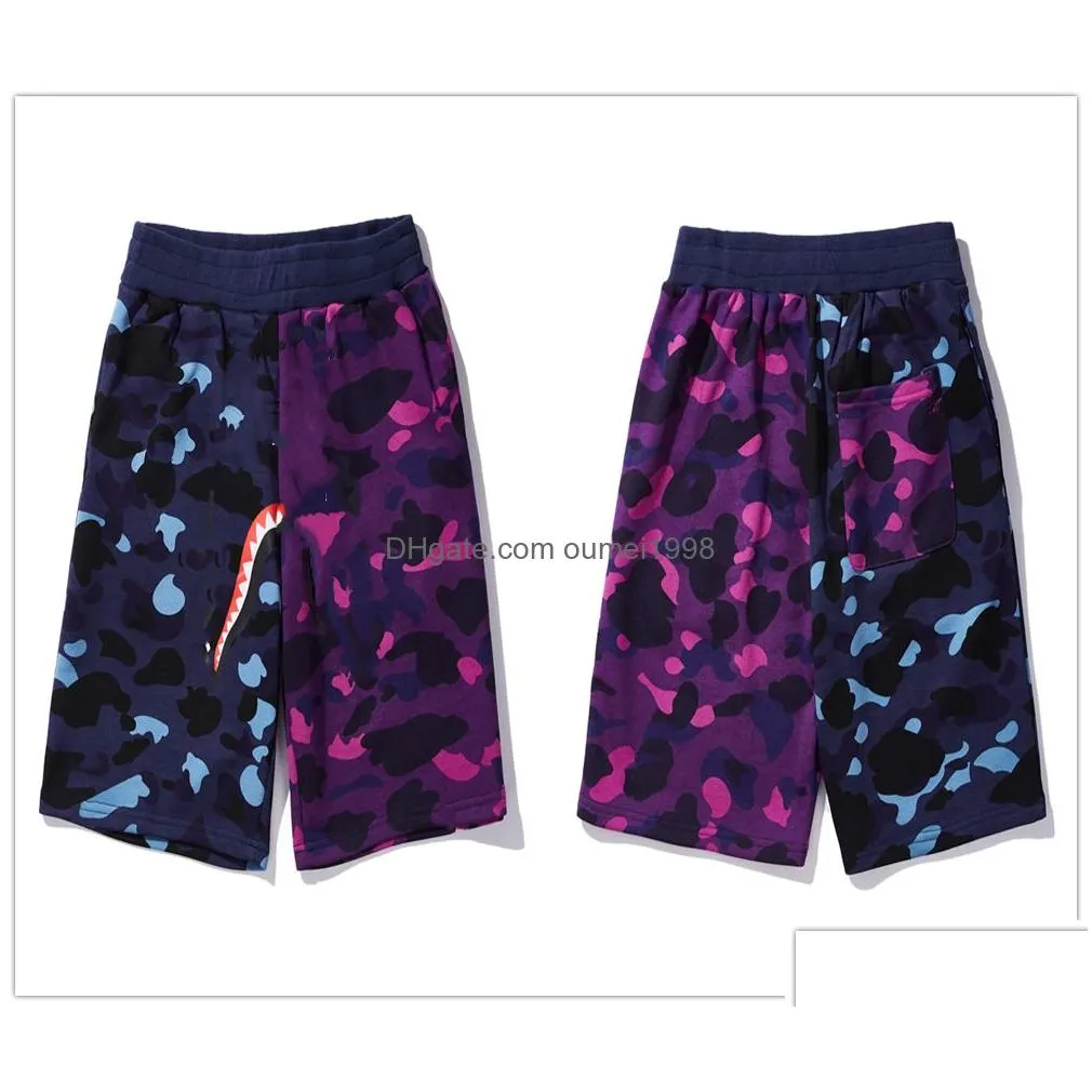 mens shorts designer shorts women swim shorts Embroidered cotton terry Luminous spot camouflage Red blue and purple colorReflective gym swimming inaka