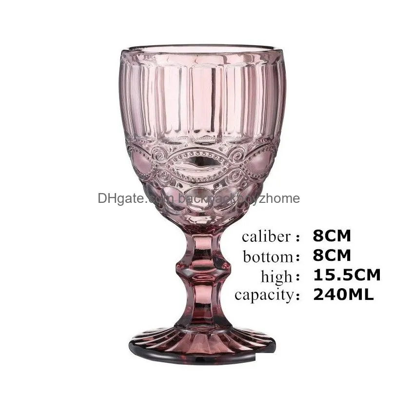 wholesale! 240ml 300ml 4colors european style embossed stained glass wine lamp thick goblets