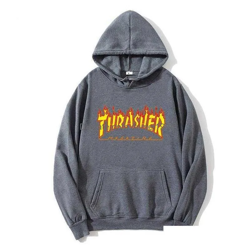 Man Womens Hooded Thrasher Flame Print Sweatshirt Multiple Colors