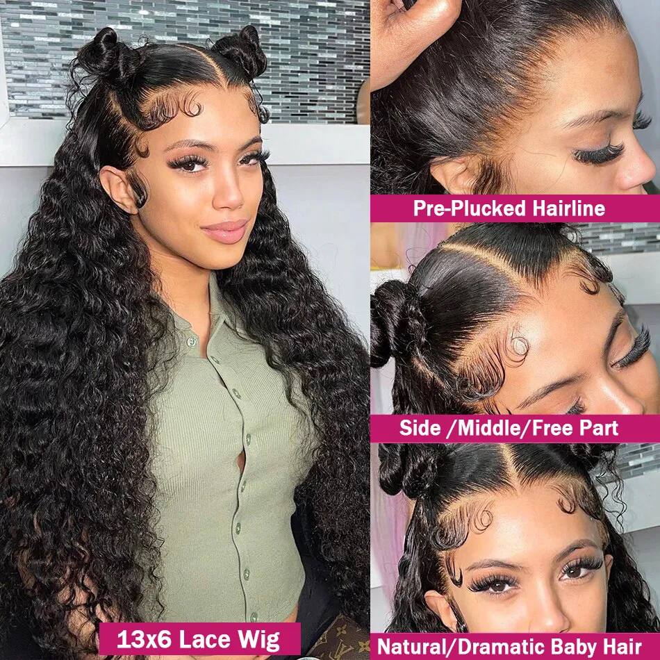HD Deep Wave 13x6 Lace Frontal Wig 30 40 Inch 250% Curly 360 Full Lace Front 5x5 Glueless Wig Ready To Wear for Women Human Hair