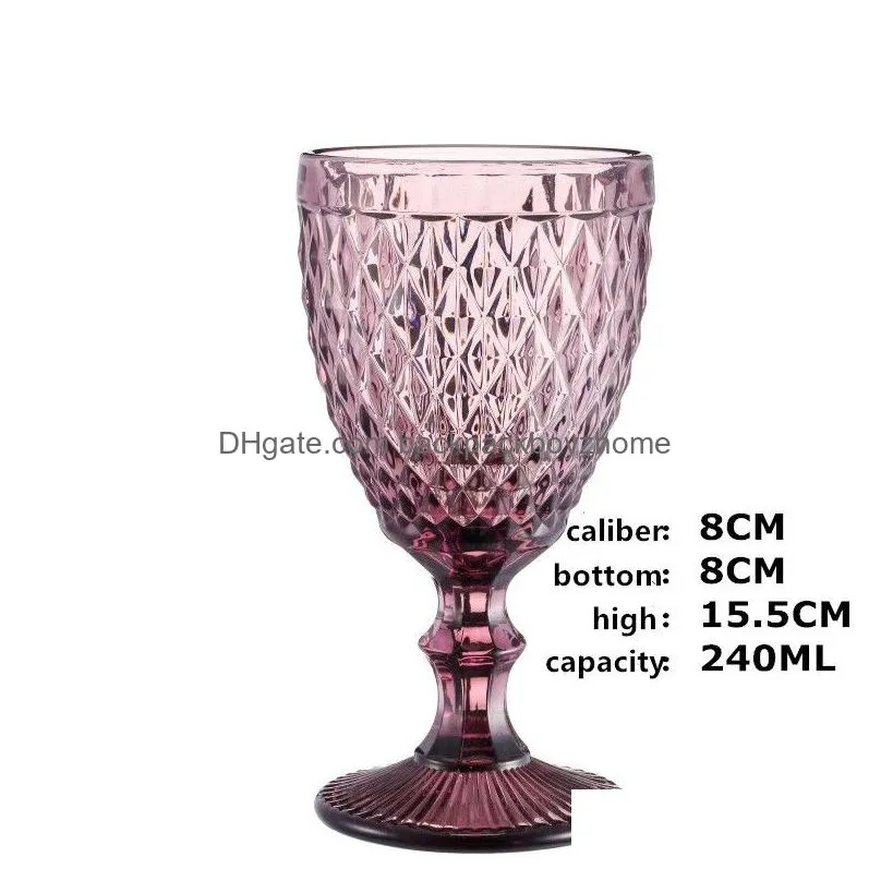 wholesale! 240ml 300ml 4colors european style embossed stained glass wine lamp thick goblets