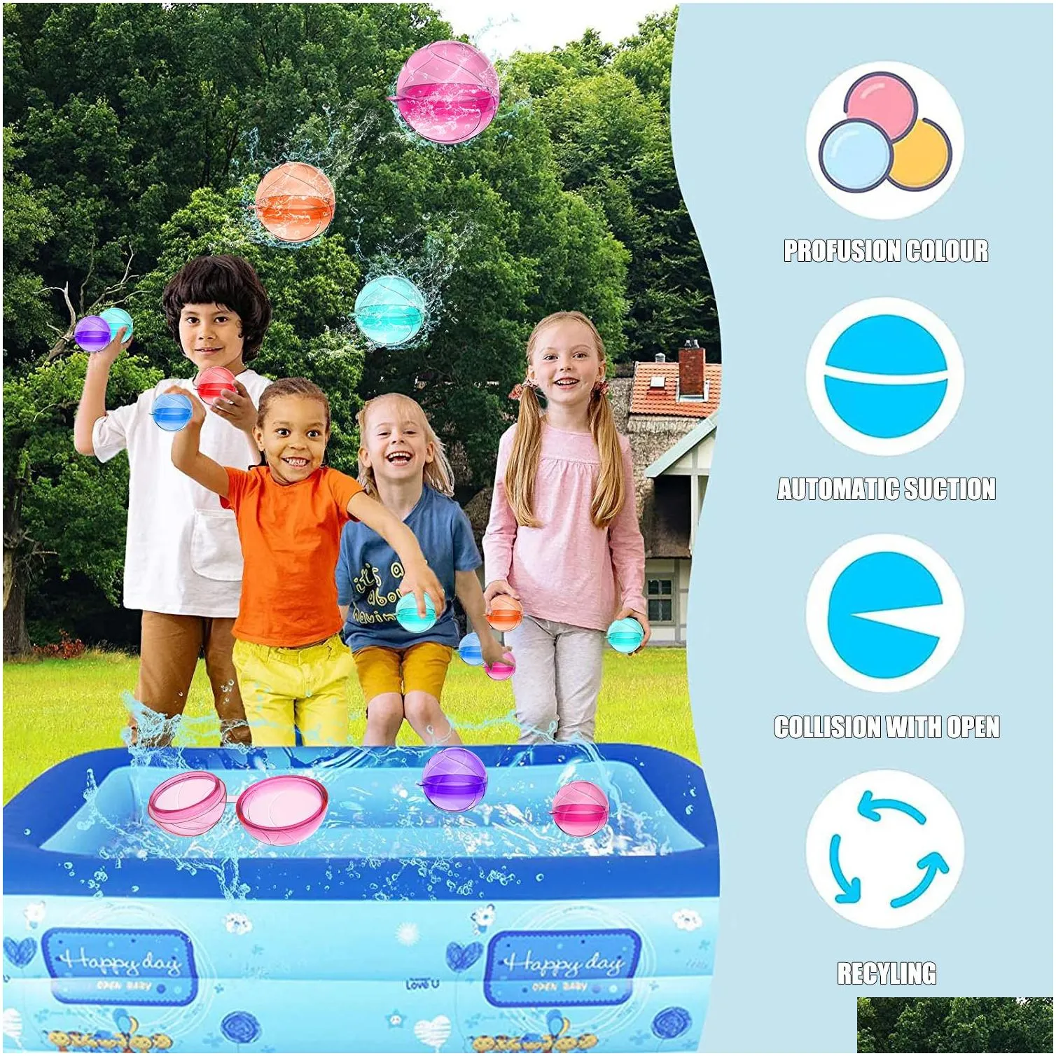  creative silicone fast-fill water ball water fight toys silicone water balloon ocean ball