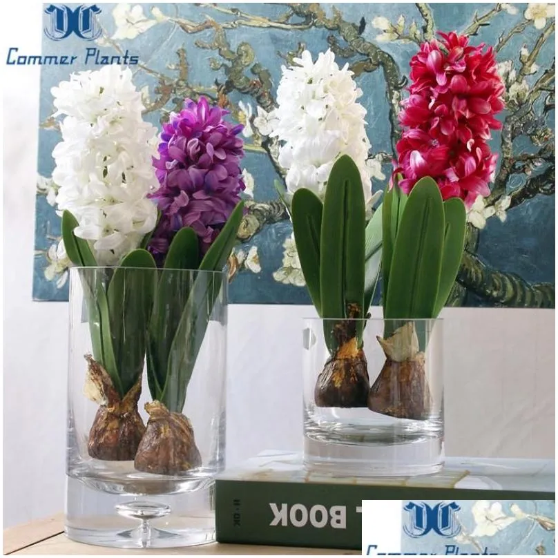 1 pcs artificial flower hyacinth with bulbs home table bonsai potted home garden office decoration wedding christmas decoration7859555