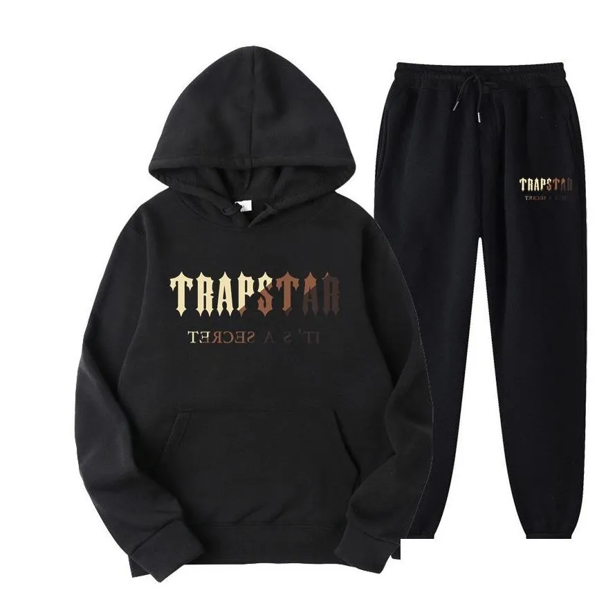 designer tracksuit trapstar brand printed sportswear men 15 colors warm two pieces set loose hoodie sweatshirt pants sets hoodie