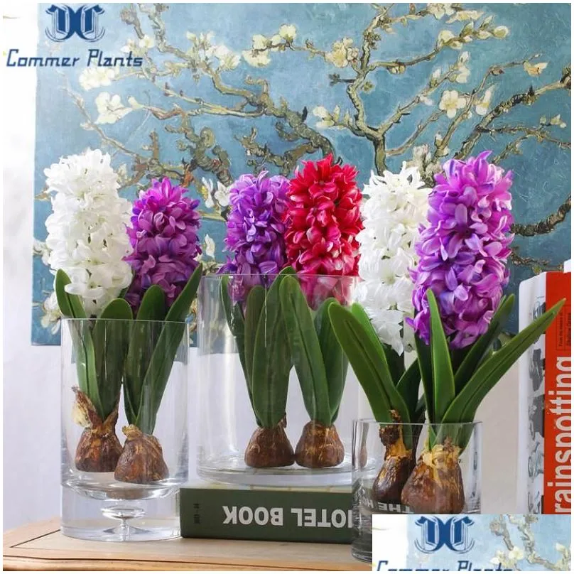 1 pcs artificial flower hyacinth with bulbs home table bonsai potted home garden office decoration wedding christmas decoration7859555