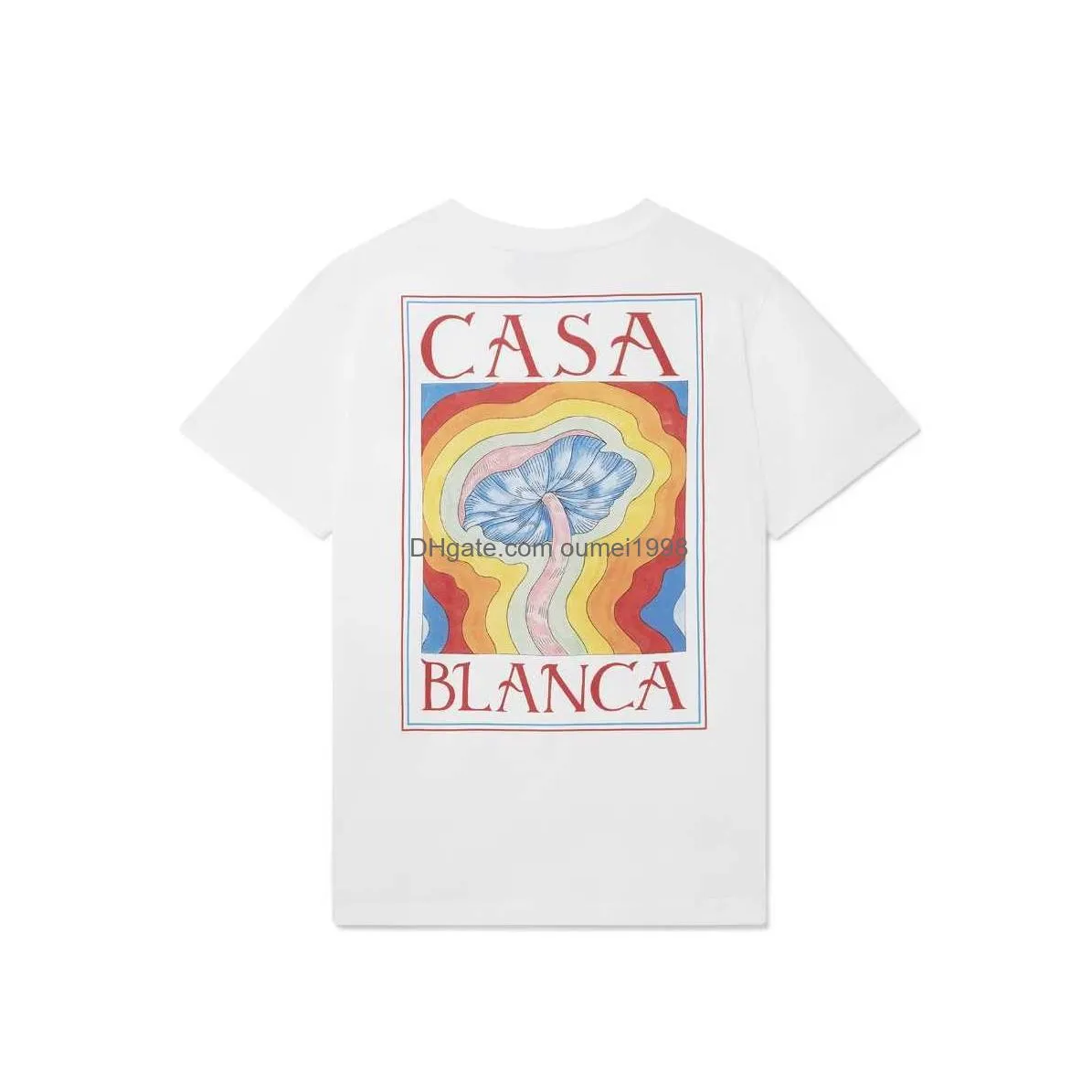 Casablanca Designer Tshirt 23ss Rainbow Mushroom Unisex Tees Hawaiian Short Sleeve T-shirt Casablanc