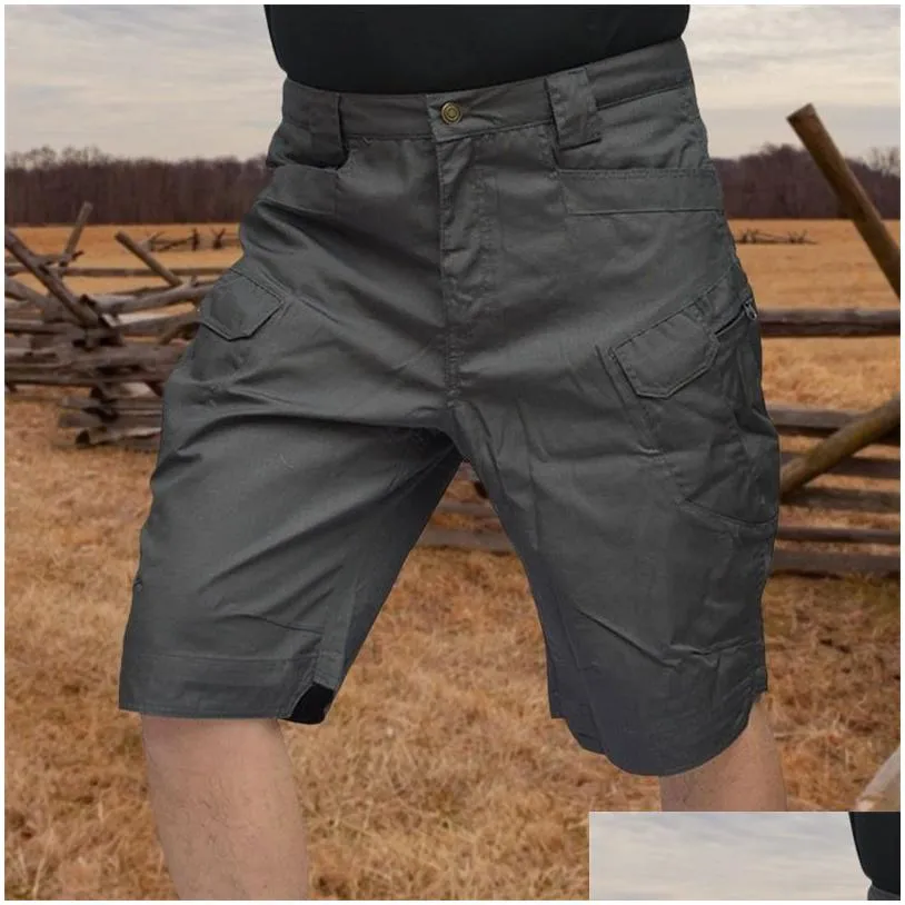 men urban military tactical shorts outdoor waterproof wear resistant cargo quick dry multi pocket plus size hiking pants 220621gx