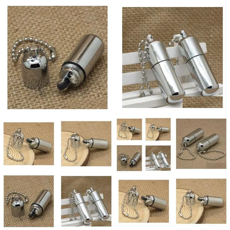 100pcs/lot survival waterproof cigarette cigar lighter refillable oil peanut lighter chain key chain encendedores de cigarrillos