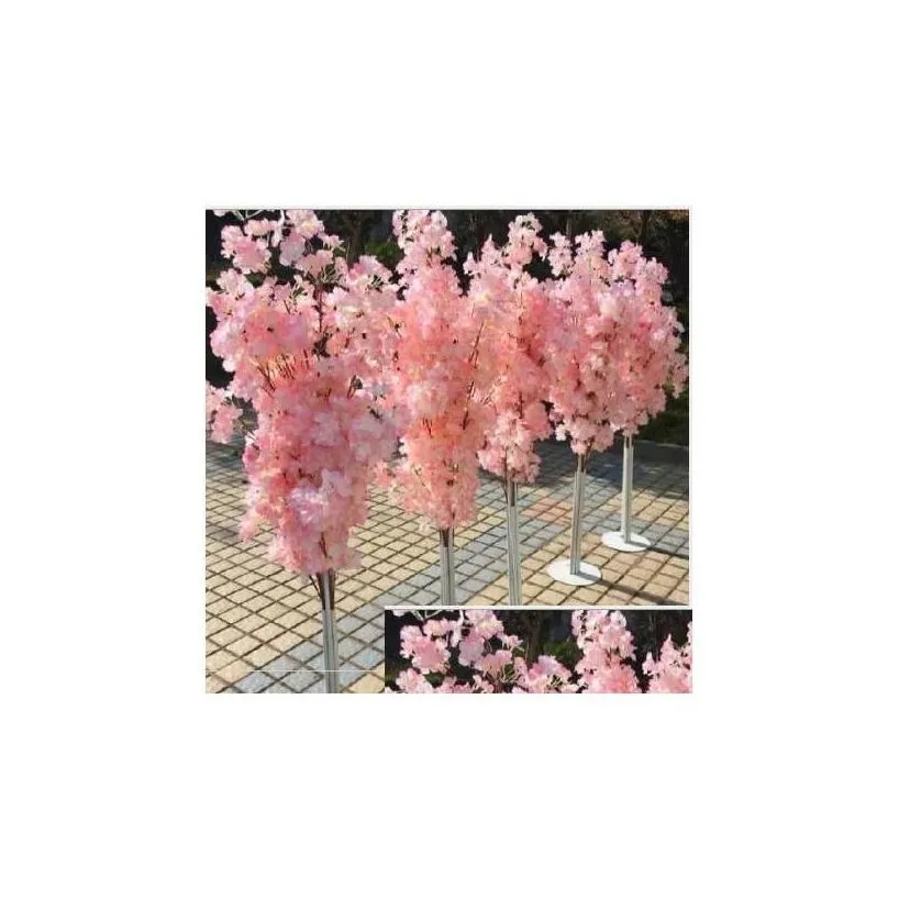 Decorative Flowers Wreaths Wedding Decoration 5Ft Tall 10 Piece/Lot Slik Artificial Cherry Blossom Tree Roman Column Road Leads Fo