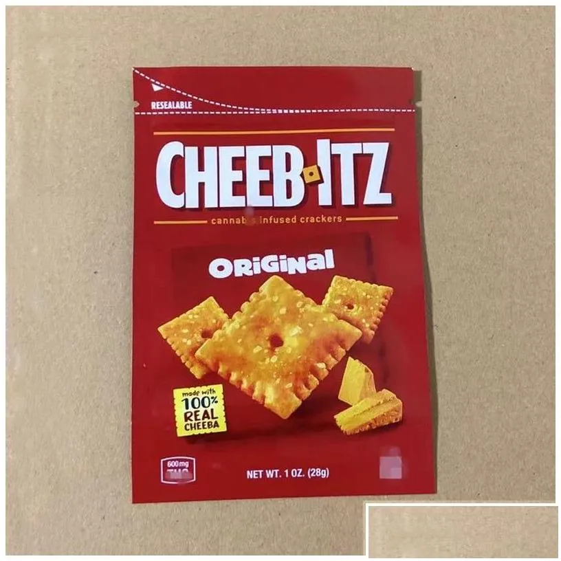 wholesale packing bags cheebltz original packaging mylar edibles resealable crackers 600mg 28g biscuit storage package empty bag drop delivery