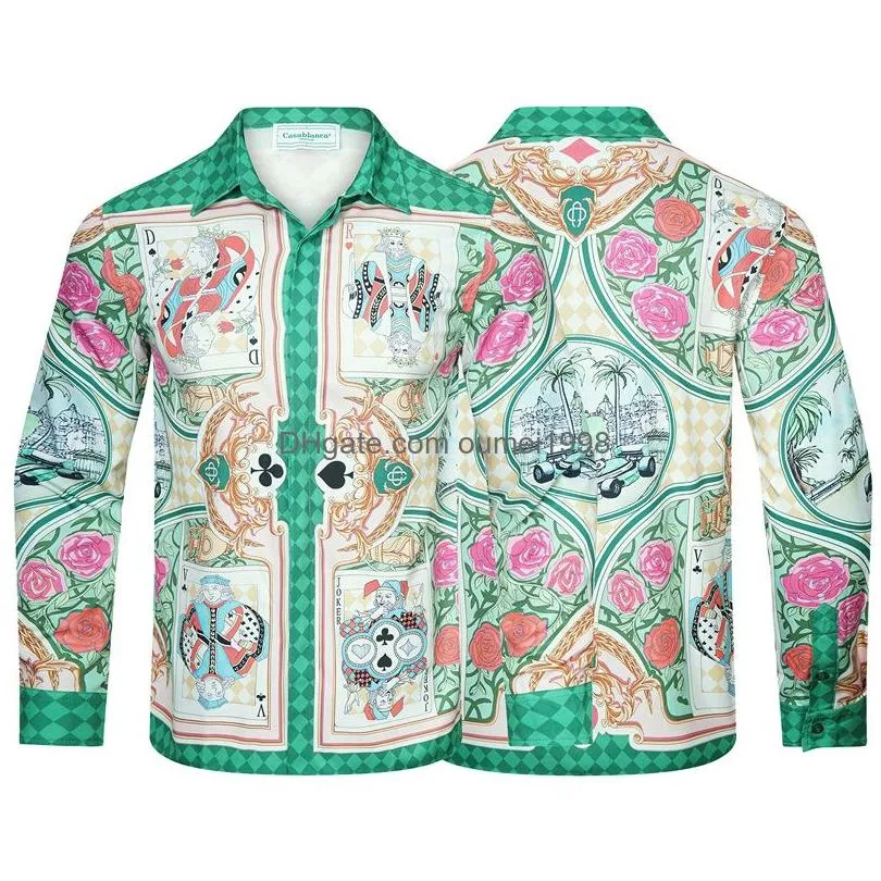 Casablanc Shirts Mens lucid dreams island scenery color temperament Satin short sleeve Silk shirt & shorts