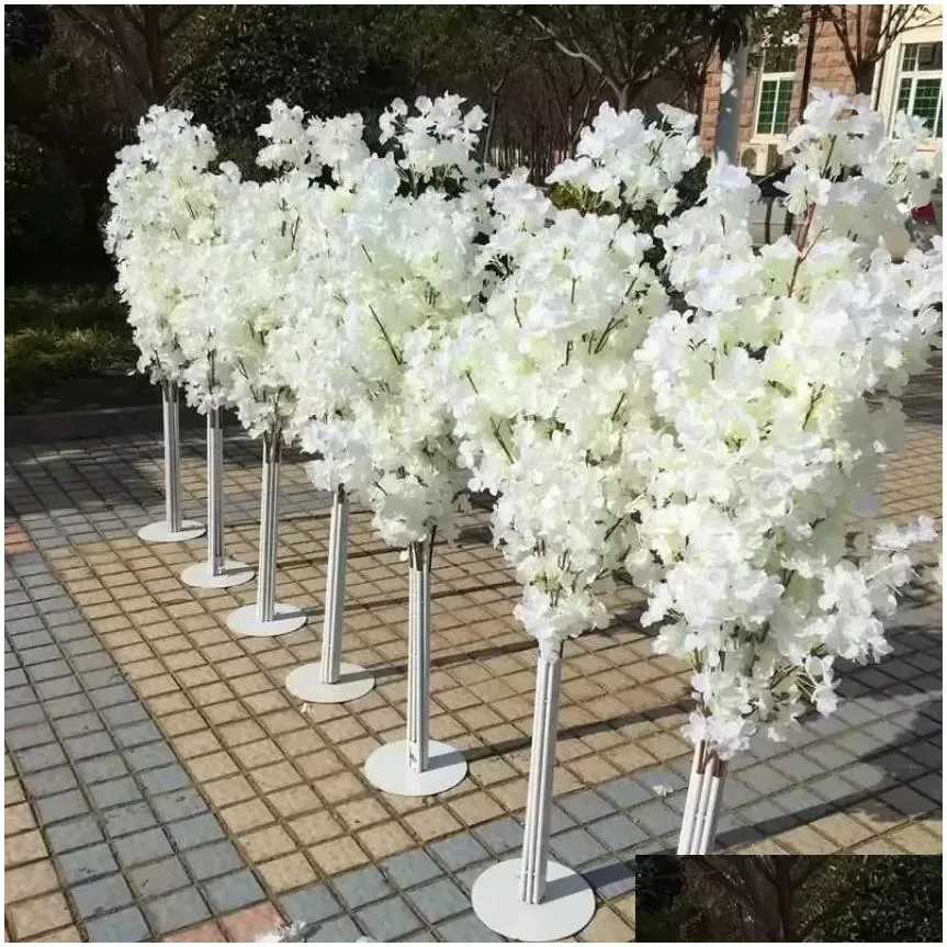 Decorative Flowers Wreaths Wedding Decoration 5Ft Tall 10 Piece/Lot Slik Artificial Cherry Blossom Tree Roman Column Road Leads Fo