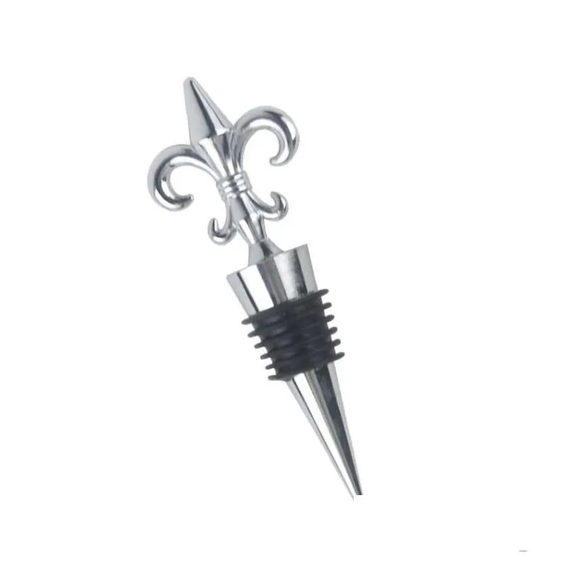 fleur-de-lis wine stopper wedding favors chrome wine bottle stoppers in gift box perfect for any party occasion sn217