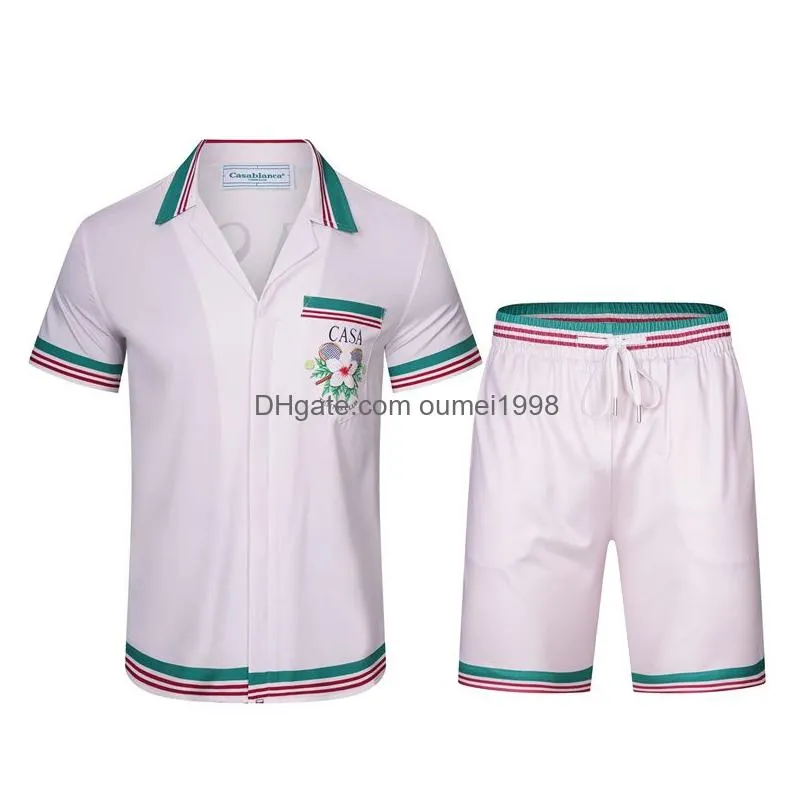 Casablanc of racing silk art shirt 2023 new autumn and winter men casual Dress shirts and shorts set