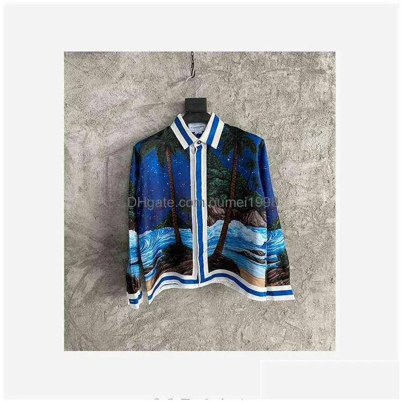 Casablanca Moon Star printed silk shirt autumn loose long sleeve shirt casual comfortable top