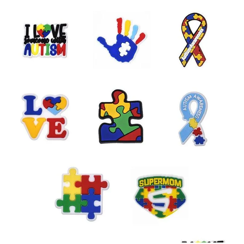 wholesale autism awareness clog charms clog shoes and wristband bracelet decoration party gifts