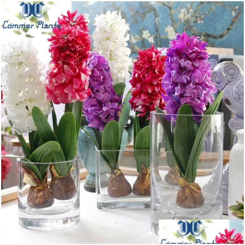 1 pcs artificial flower hyacinth with bulbs home table bonsai potted home garden office decoration wedding christmas decoration7859555